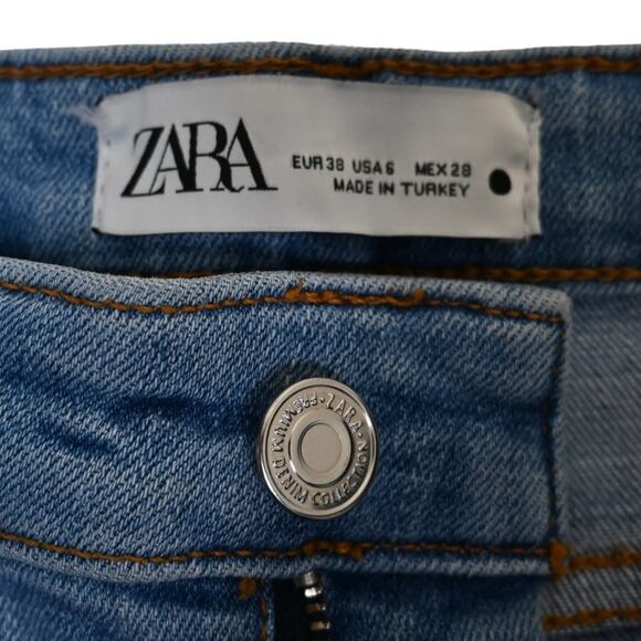 Zara Raw Hem Skinny Jeans Light Wash Womens 6 - Picture 9 of 10